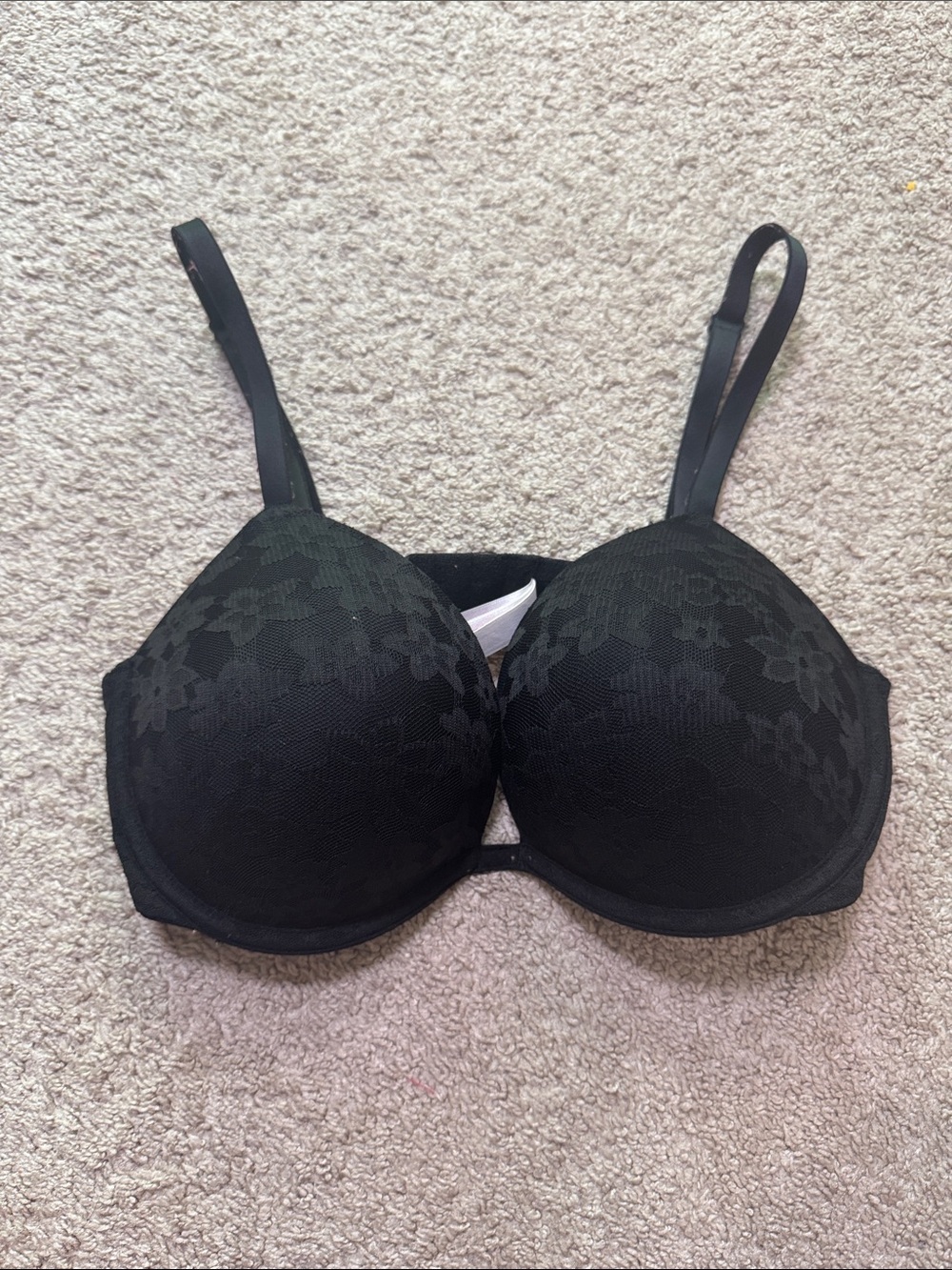 Victoria's Secret Pink Black Floral Lace wear everywhere super push up bra
